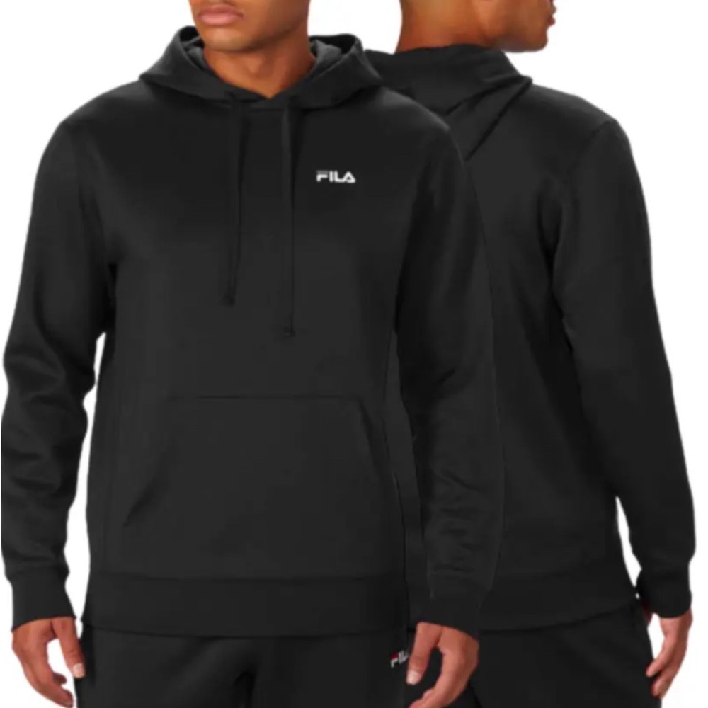 Fila Men’s Performance Pullover Sweatshirt Activewear Hoodie Size XXL Black NWT